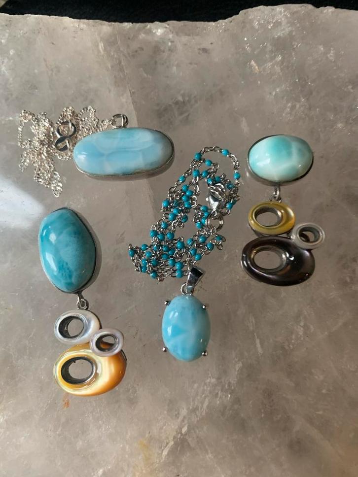 Larimar hanger beschermt intuïtie zeldzaam uniek eyecatcher, Sieraden, Tassen en Uiterlijk, Kettingen, Nieuw, Zilver, Blauw, Met edelsteen