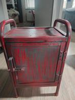 (Nacht) kastje rood grijs, Huis en Inrichting, Slaapkamer | Nachtkastjes, Ophalen, Gebruikt, Metaal of Aluminium, Minder dan 45 cm