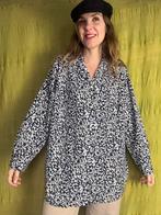 Vintage oversized blouse - print - blauw - 50 / XXXL, Blauw, Maat 46/48 (XL) of groter, Ophalen of Verzenden, HGV