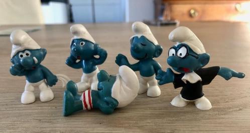 5 oude originele smurfen - Peyo, W-Germany, Schleich ZGOH, Verzamelen, Smurfen, Gebruikt, Poppetje, Figuurtje of Knuffel, Verschillende Smurfen