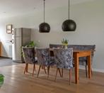 Eetkamerbank + 3 stoelen, Huis en Inrichting, Stoelen, Ophalen, Hout, Gebruikt, Grijs