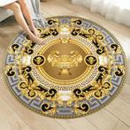 Grijs Wit Goud Barok Rond Vloerkleed Kleed Tapijt Luxe, Huis en Inrichting, Stoffering | Tapijten en Kleden, Verzenden, Nieuw