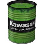Kawasaki good times roll oil barrel reclame spaarpot deco, Reclamebord, Info@deconoord.nl, Deco Noord, Nieuw