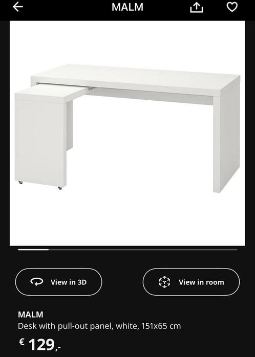 IKEA MALM Desk Black, Huis en Inrichting, Tafels | Sidetables, Gebruikt, 50 tot 75 cm, 150 tot 200 cm, Rechthoekig, Ophalen