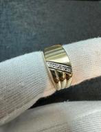 14k Gouden Zegelring met Diamant, Sieraden, Tassen en Uiterlijk, Ringen, 20 of groter, Heer, Ophalen of Verzenden, Zo goed als nieuw