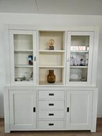 Mooie witte buffetkast met glasdeuren, Huis en Inrichting, Kasten | Buffetkasten, Ophalen, Gebruikt, 25 tot 50 cm, 200 cm of meer