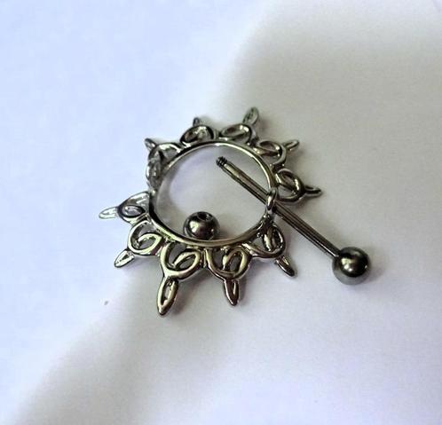 1 Tepel piercing zonnetje, Sieraden, Tassen en Uiterlijk, Piercings, Gebruikt, Overige typen, Staal, Verzenden