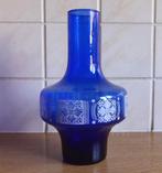 Vintage glazen vaas ufo Marsberger Germany blauw ufovaas, Gebruikt, Blauw, Ophalen of Verzenden, Glas