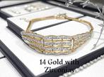 16603-1 Ontdek Onze 14K Gouden Schakel Armband met Zirkonias, Ophalen of Verzenden, Zo goed als nieuw, Met edelsteen, Goud