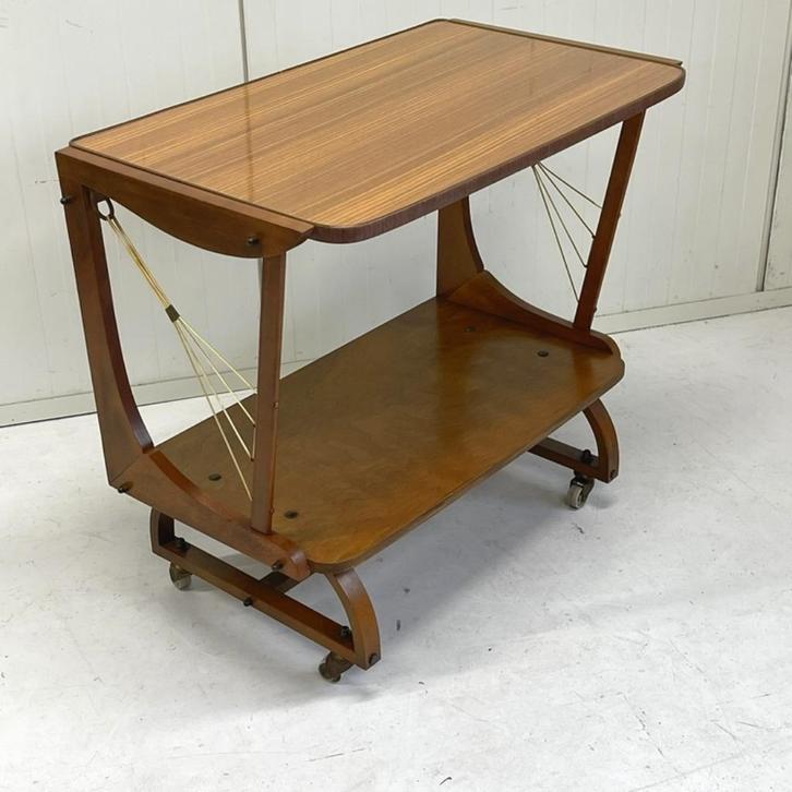 Jaren 50/60 vintage midcentury serveerwagen/audiomeubel bar, Huis en Inrichting, Tafels | Bijzettafels, Gebruikt, Rechthoekig