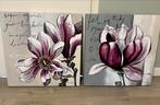 2x schilderij canvas bloem paars grijs riverdale, Ophalen