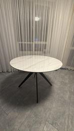 Eettafel 120 cm wit marmer met zwarte poten, Huis en Inrichting, Tafels | Eettafels, Ophalen, Zo goed als nieuw, Rond, 100 tot 150 cm