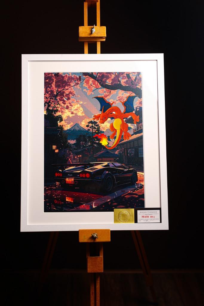 exclusief kunstwerk van Death NYC (Pokémon x Lamborghini), Antiek en Kunst, Kunst | Litho's en Zeefdrukken, Ophalen of Verzenden
