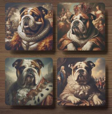 Engelse Bulldog Barok onderzetters met houder beschikbaar voor biedingen