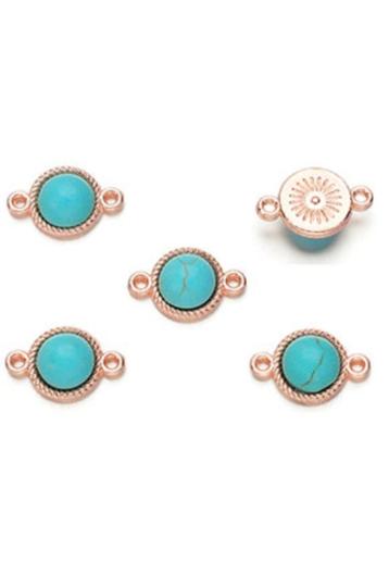 Metalen tussenzetsel rosé goud met turquoise howlite (2 st.) beschikbaar voor biedingen