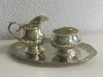 Verzilverd roomstel - suikerpot melkkan - brocante jaren 50, Antiek en Kunst, Curiosa en Brocante, Ophalen of Verzenden