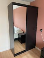 IKEA Morvik zwartbruin kledingkast met spiegel schuifdeuren, Ophalen, 100 tot 150 cm, 200 cm of meer, Zo goed als nieuw