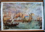 Oude schoolplaat met de VOC vloot op het IJ voor Amsterdam, Ophalen of Verzenden, Geschiedenis