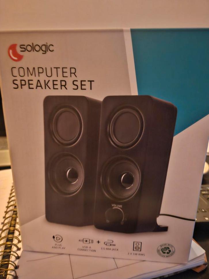 Nieuwe Sologic Computer Speaker Set, Computers en Software, Pc speakers, Nieuw, Audiokanaal 2.0, Ophalen of Verzenden