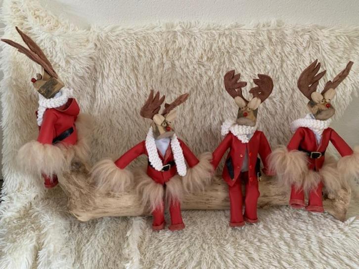 Rendier Rudolf kerst etalage tafeldecoratie rood leer, Diversen, Kerst, Nieuw, Ophalen