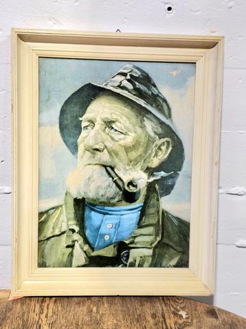 Vintage 1920s 'Heinrich Haerendel ' Old Fisherman Painting  beschikbaar voor biedingen