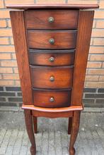 Antique-look, cherry jewelry chest, Ophalen, Minder dan 50 cm, 5 laden of meer, Antique
