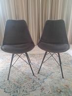 2 grijze velvet stoelen met metalen poten, Ophalen, Zo goed als nieuw, Grijs, Twee