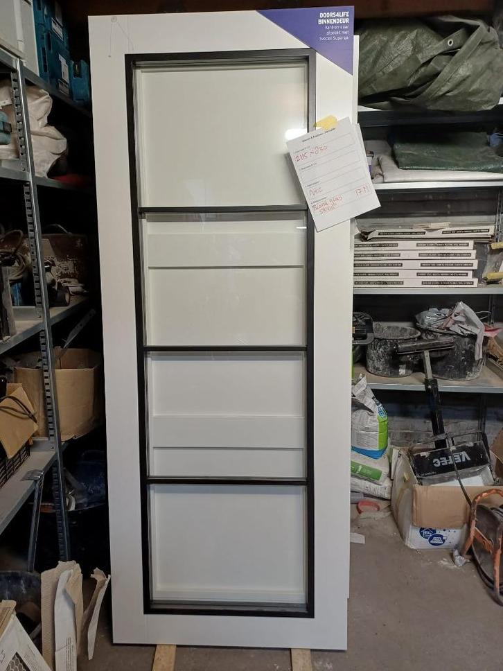 glasdeur 830 x 2115 massief stomp modern binnendeur, Doe-het-zelf en Verbouw, Deuren en Horren, Nieuw, Binnendeur, 200 tot 215 cm