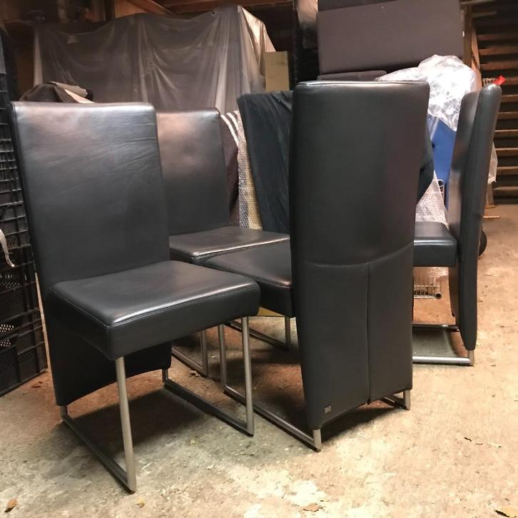 4 Rolf Benz 7400 stoelen stoel design eetkamerstoel, Huis en Inrichting, Stoelen, Gebruikt, Eén, Leer, Grijs, Ophalen