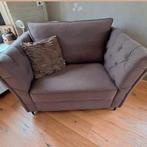 Fateuil, loveseat,taupe,stof,landelijk,sober,gecaptioneerd, Huis en Inrichting, Fauteuils, Ophalen, Gebruikt, 75 tot 100 cm, Stof