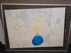 Tekening van moeder met baby, gesigneerd, Antiek en Kunst, Ophalen