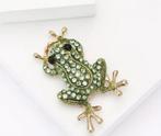 Kikker Broche met kristal steentjes., Sieraden, Tassen en Uiterlijk, Broches, Met kristal, Overige materialen, Nieuw, Ophalen of Verzenden