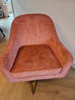 Velvet Roze Draaifauteuil - Gouden Voet - Nieuwstaat, Huis en Inrichting, Fauteuils, Ophalen, Zo goed als nieuw, Minder dan 75 cm