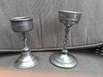 Vintage Tinnen Kandelaars DHS 94 % Tin  Pewter Set van 2, Ophalen of Verzenden, Zilver