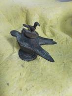 9211) antieke Seltsjoekse Perzische bronze dubbele olielamp, Ophalen of Verzenden