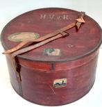 Antieke spanen hoedendoos hoed bagagedoos doos, Ophalen of Verzenden