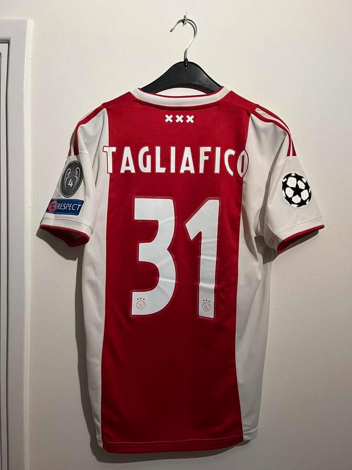 Ajax 2018/19 thuisshirt S tagliafico, Kleding | Heren, Sportkleding, Zo goed als nieuw, Voetbal, Maat 46 (S) of kleiner, Rood