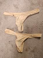 2 Super Soft Heren Strings met Voorsluiting - Maat S/M, Kleding | Heren, Ondergoed, Ophalen of Verzenden, Beige