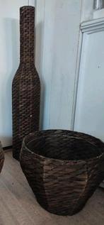 Gevlochten hyacint plantenmand 30x35 cm en vaas 90 cm, Ophalen of Verzenden, Zo goed als nieuw, Rechthoekig, Riet