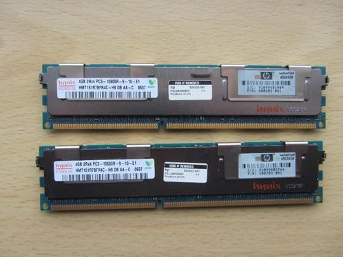 2x Hynix 4GB PC3-10600 DDR3-1333MHz ECC Registered CL9 240-P, Computers en Software, RAM geheugen, Zo goed als nieuw, Server, 4 GB