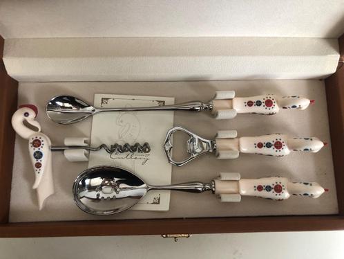 Mid century Haddad cutlery bestekdoos vogels Lebanon, Antiek en Kunst, Curiosa en Brocante, Ophalen of Verzenden