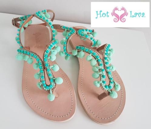 Hot Lava Sandalen - Lulu Pompom Mint Maat 36 🌺🌺🌺, Kleding | Dames, Schoenen, Nieuw, Sandalen of Muiltjes, Groen, Verzenden