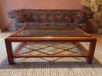 Prachtige grote houten salontafel met 2 glazen bladen * Glas, Ophalen, 100 tot 150 cm, 50 tot 100 cm, Zo goed als nieuw