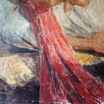 Schilderij portret moeder en kind olieverf gesigneerd, Antiek en Kunst, Ophalen