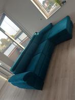 Groene Velvet slaapbank met opbergruimte. BIEDEN, Huis en Inrichting, Banken | Bankstellen, Ophalen, Hout, Hoekbank, Zo goed als nieuw