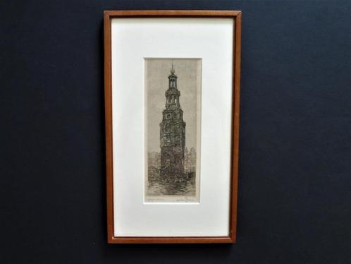 Originele Anton Pieck Montelbaanstoren Amsterdam gesigneerd, Antiek en Kunst, Kunst | Etsen en Gravures, Ophalen of Verzenden