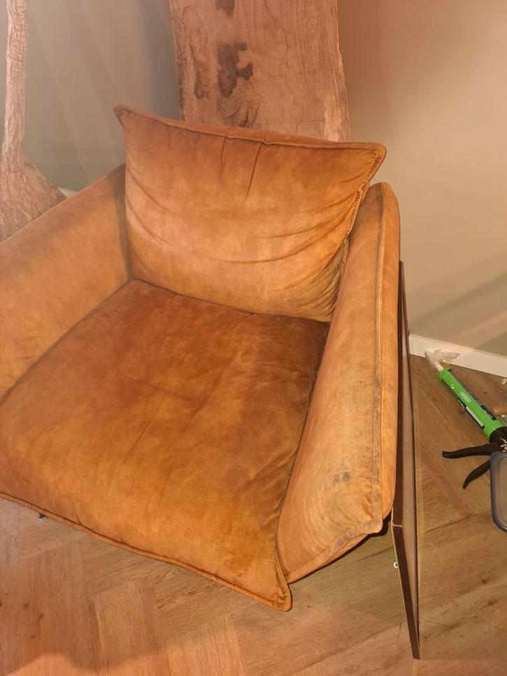 Goudbruine Zitstoel met Hocker - Comfortabel!, Huis en Inrichting, Fauteuils, Ophalen