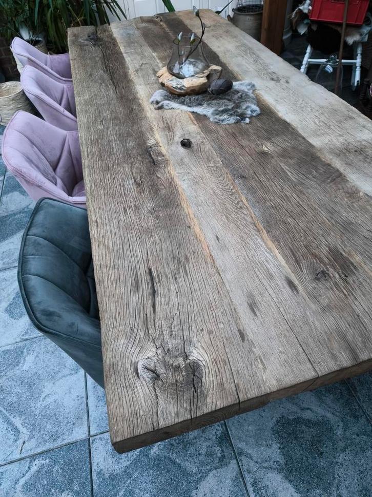 eettafel kloostertafel 300jaar oud eiken driftwood robuust, Huis en Inrichting, Tafels | Eettafels, Gebruikt, 100 tot 150 cm, 200 cm of meer