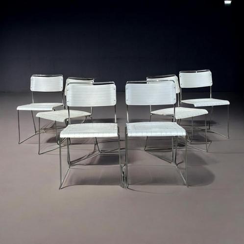 Spilimbergo Stoelen – Italiaans Design 1970’s | Wit & Chroom, Huis en Inrichting, Stoelen, Zo goed als nieuw, Vijf, Zes of meer stoelen