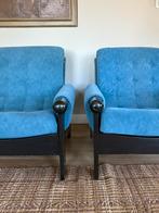 Vintage korenblauw set fauteuils jaren70 design, Ophalen, 75 tot 100 cm, Zo goed als nieuw, 75 tot 100 cm